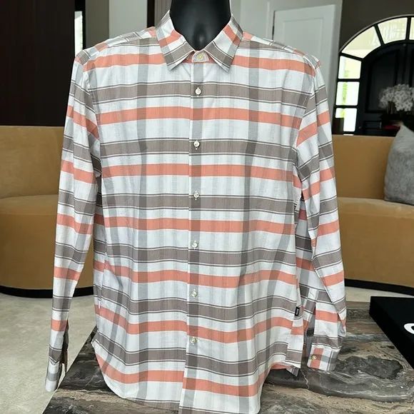 BOSS Roy Patterned Slim Fit Dress Shirt