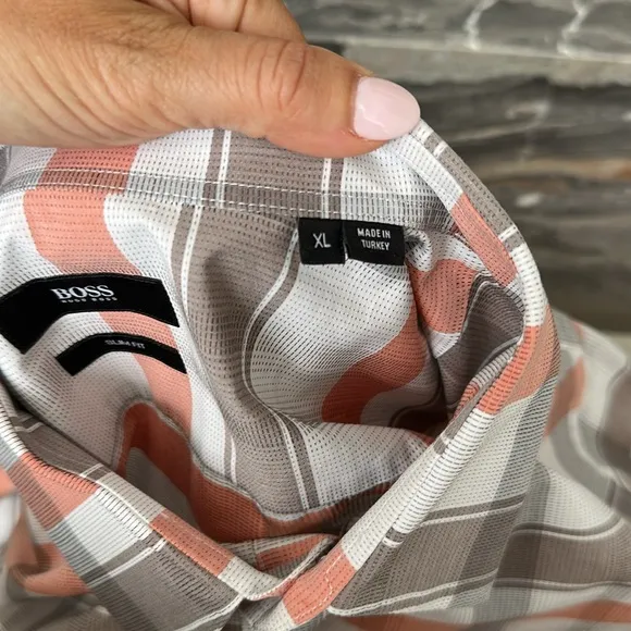 BOSS Roy Patterned Slim Fit Dress Shirt