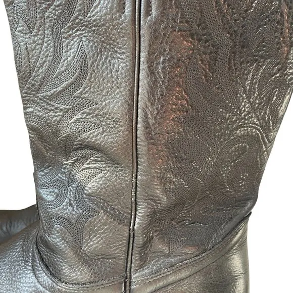 Boulet Black Leather Cowboy Boots Men Size 12D Made In Canada Western Rodeo