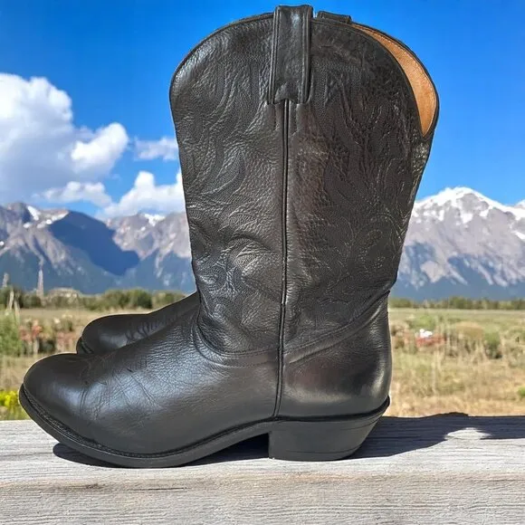 Boulet Black Leather Cowboy Boots Men Size 12D Made In Canada Western Rodeo