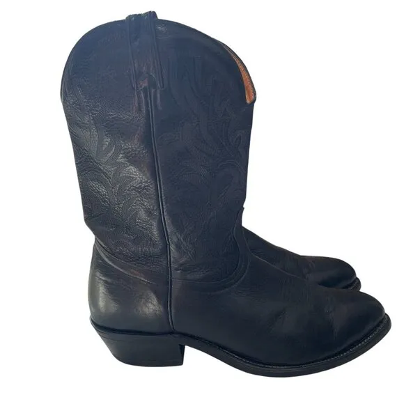 Boulet Black Leather Cowboy Boots Men Size 12D Made In Canada Western Rodeo