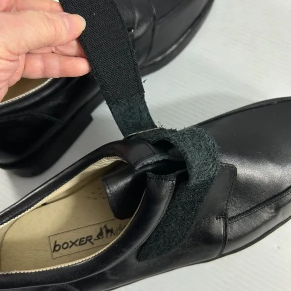 Boxer Dogs Mens Size 12 D Wide Orthopedic Diabetic Shoes Black Leather Comfort