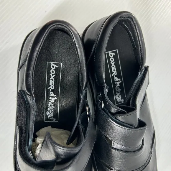 Boxer Dogs Mens Size 9.5 EEEE Wide Orthopedic Diabetic Shoes Black Leather