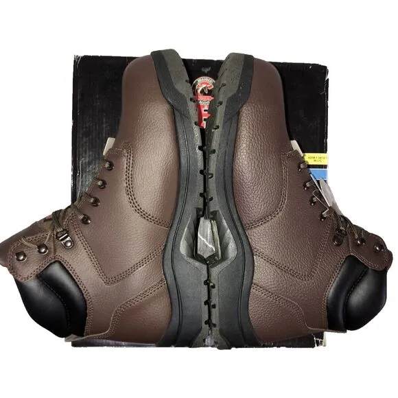 Brahma Men's Liner 6&quot; Steel Toe Waterproof Slip Resistant Brown Leather Boots 7