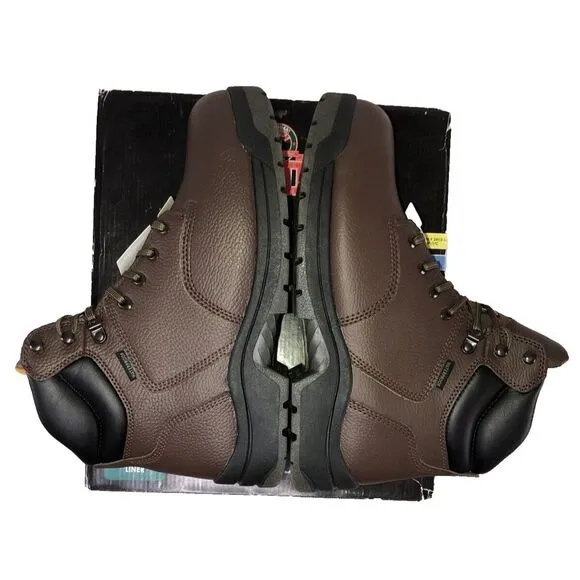 Brahma Men's Liner 6&quot; Steel Toe Waterproof Slip Resistant Brown Leather Boots 7