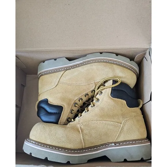 Brahma Wheat Bravo Leather Work Boots Mens Sz 7XW Width Oil Resistant Sole