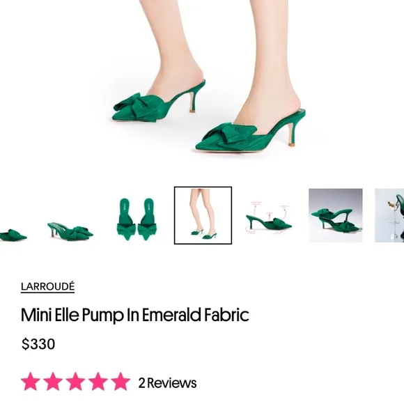 BRAND NEW LARROUDE MINI ELLE PUMP IN EMERALD FABRIC!!! SIZE 8.0