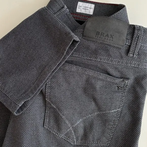 Brax Cooper Fancy 5 Pocket Regular Fit Pant Men’s 34x30 Gray Print