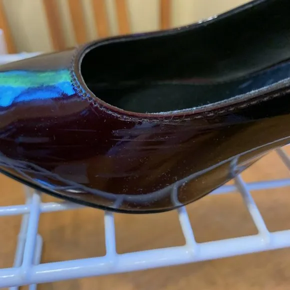 Brian Atwood Ombre Pointed Heels Burgundy Patent Leather Pumps