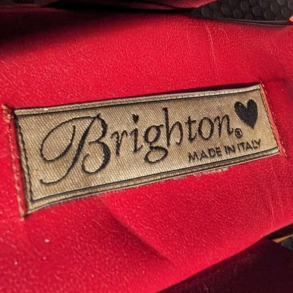 Brighton Laura 8 vintage cherry red leather thong sandals snakeskin&amp;silvertone
