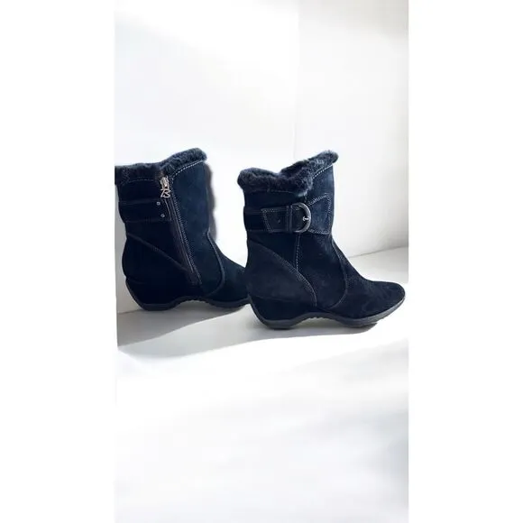 Brilliant Womens Ankle Suede Leather Zipper Winter &amp; Snow Boots - Size 8  ***Ite