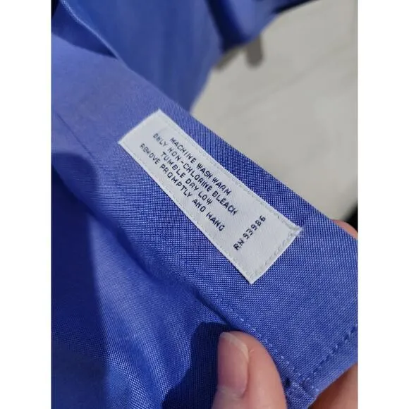 Brooks Brothers 16/33 Button Down Dress Shirt Blue Slim Fit Non Iron Cotton