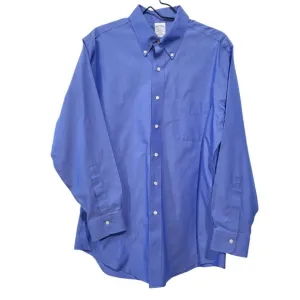 Brooks Brothers 16/33 Button Down Dress Shirt Blue Slim Fit Non Iron Cotton
