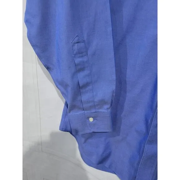 Brooks Brothers 16/33 Button Down Dress Shirt Blue Slim Fit Non Iron Cotton