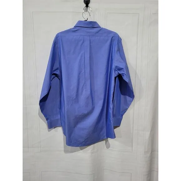 Brooks Brothers 16/33 Button Down Dress Shirt Blue Slim Fit Non Iron Cotton