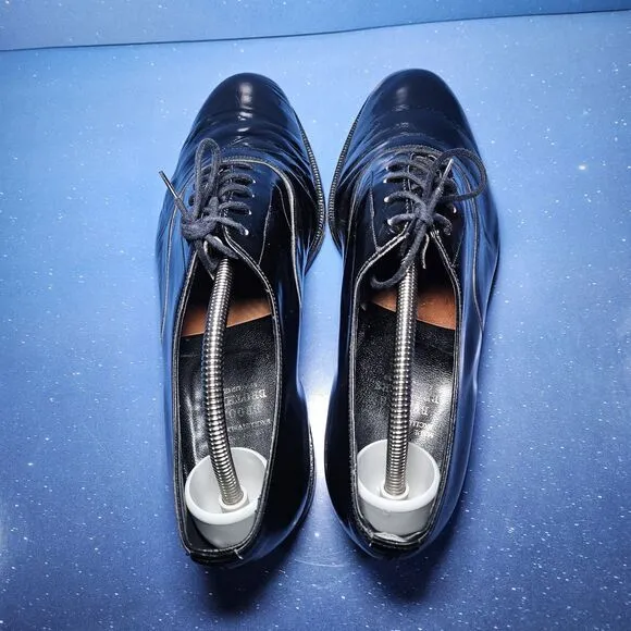BROOKS BROTHERS ENGLISH BLACK PATENT LEATHER CURZON SHOES SIZE E.U. 41D/U.S. 8