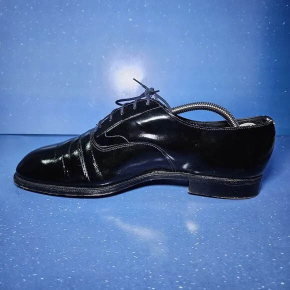 BROOKS BROTHERS ENGLISH BLACK PATENT LEATHER CURZON SHOES SIZE E.U. 41D/U.S. 8
