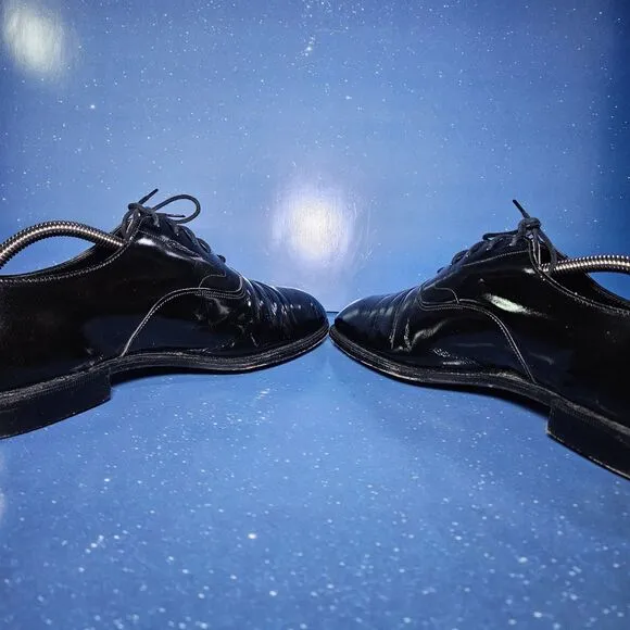 BROOKS BROTHERS ENGLISH BLACK PATENT LEATHER CURZON SHOES SIZE E.U. 41D/U.S. 8