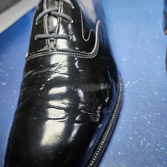 BROOKS BROTHERS ENGLISH BLACK PATENT LEATHER CURZON SHOES SIZE E.U. 41D/U.S. 8