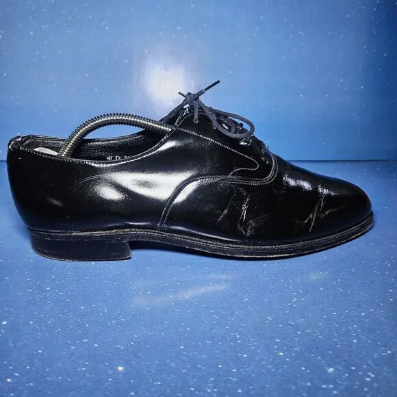 BROOKS BROTHERS ENGLISH BLACK PATENT LEATHER CURZON SHOES SIZE E.U. 41D/U.S. 8