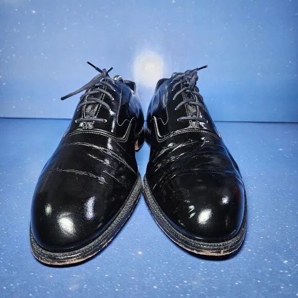 BROOKS BROTHERS ENGLISH BLACK PATENT LEATHER CURZON SHOES SIZE E.U. 41D/U.S. 8