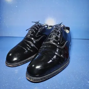 BROOKS BROTHERS ENGLISH BLACK PATENT LEATHER CURZON SHOES SIZE E.U. 41D/U.S. 8