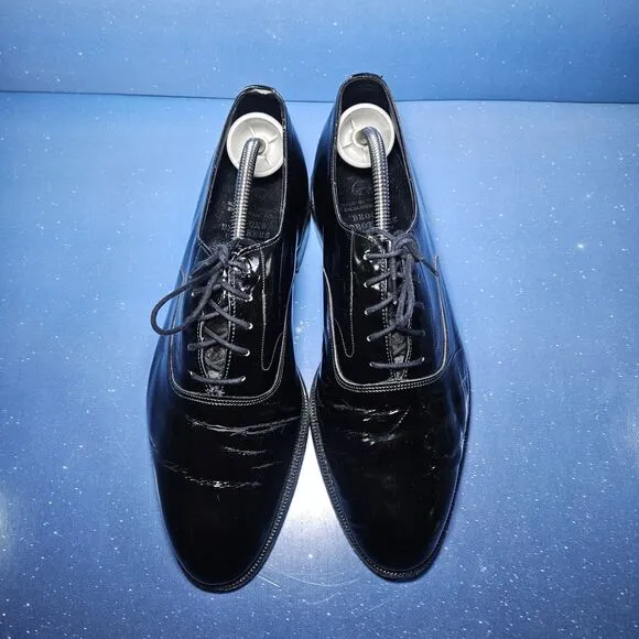 BROOKS BROTHERS ENGLISH BLACK PATENT LEATHER CURZON SHOES SIZE E.U. 41D/U.S. 8