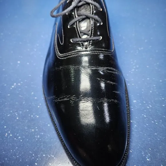 BROOKS BROTHERS ENGLISH BLACK PATENT LEATHER CURZON SHOES SIZE E.U. 41D/U.S. 8