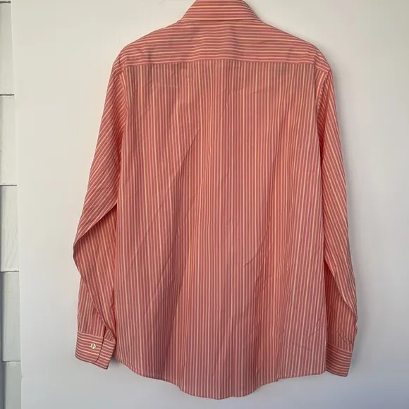 Brooks Brothers Orange Dress Non-Iron Stretch Shirt Slim Fit Large