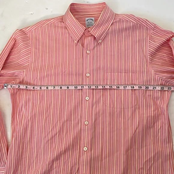 Brooks Brothers Orange Dress Non-Iron Stretch Shirt Slim Fit Large