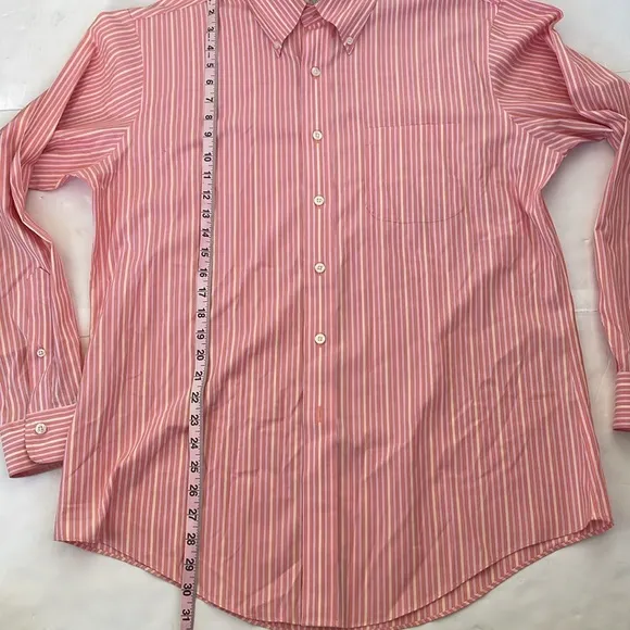 Brooks Brothers Orange Dress Non-Iron Stretch Shirt Slim Fit Large