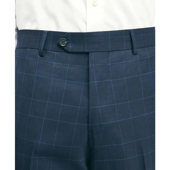 Brooks Brothers Slim Fit Wool Checked Suit Pants - Navy, 32W X L 30 (NWT)