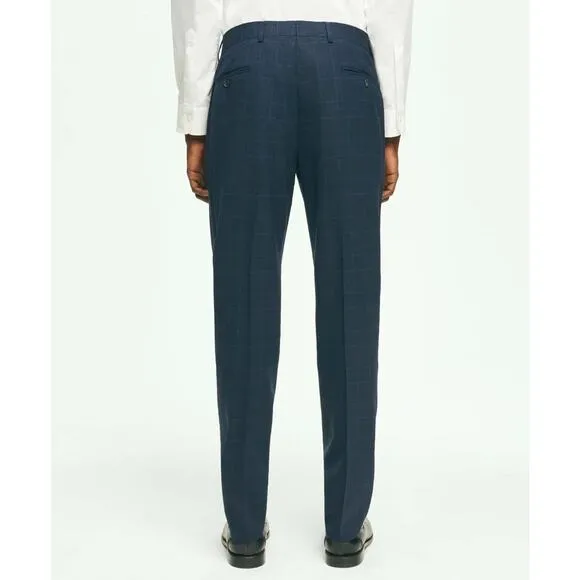 Brooks Brothers Slim Fit Wool Checked Suit Pants - Navy, 32W X L 30 (NWT)