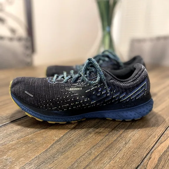 Brooks Ghost 13 Running Shoes Men's Size 10 Black Blue Nightlife 1103481D069