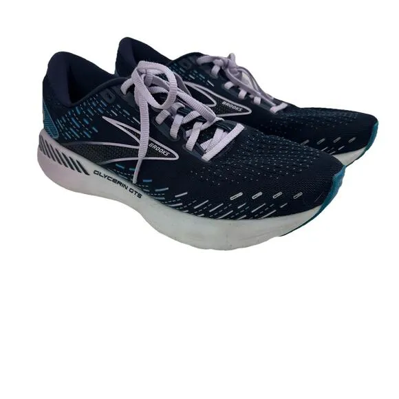 Brooks Glycerin GTS 20 Running Shoes Sneakers Womens SZ 9.5 D Wide Blue Purple