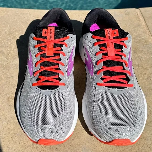 Brooks Launch 6 Grey/Purple/Black Running Shoe - Size 8.5D Women’s (1202851D027)