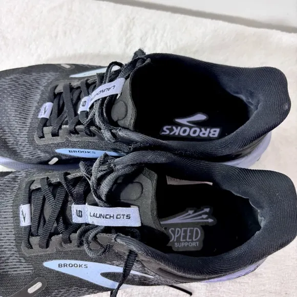 Brooks Launch GTS 9 Women's Shoes Running Walking Gym Black Blue Size 9.5'