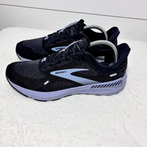 Brooks Launch GTS 9 Women's Shoes Running Walking Gym Black Blue Size 9.5'