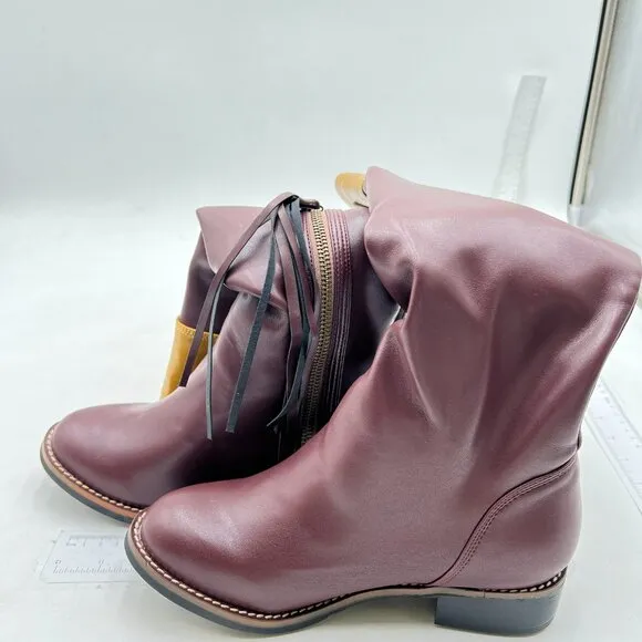 Brown Closed Decorative Buckle Tassel Knee High Boots Low Chunky Heel Long Boot