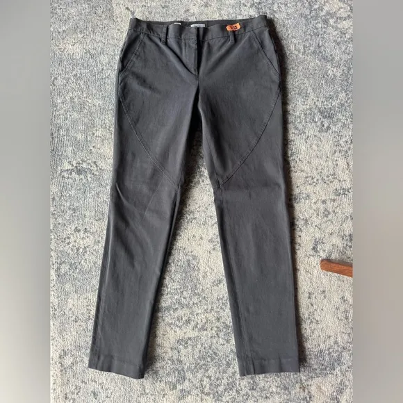 Brunello Cucinelli Mid Rise Straight Leg Pants Charcoal 8 Medium Gray Designer
