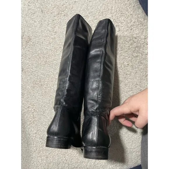 Bruno Magli Leather Knee Riding Boots Tall Womens Sz 7 A Black Made in Italy