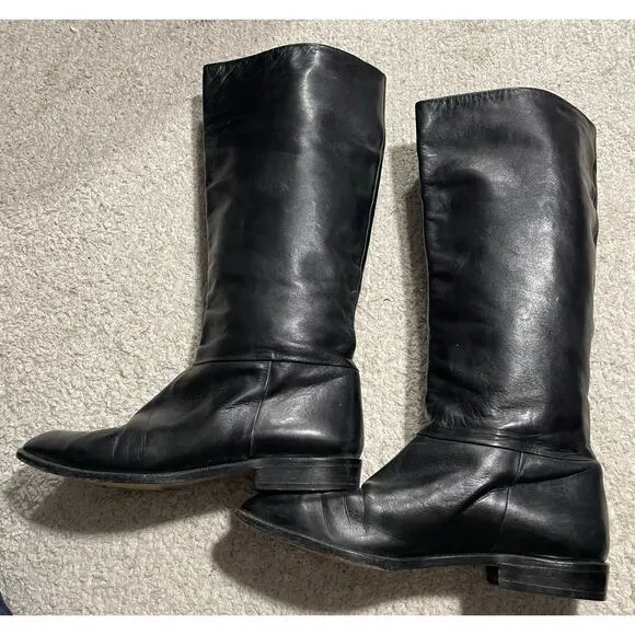 Bruno Magli Leather Knee Riding Boots Tall Womens Sz 7 A Black Made in Italy