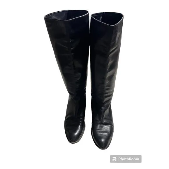 Bruno Magli Leather Knee Riding Boots Tall Womens Sz 7 A Black Made in Italy