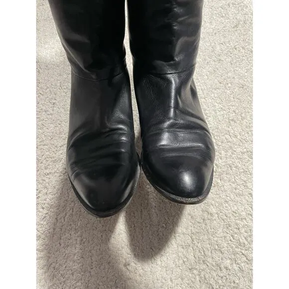 Bruno Magli Leather Knee Riding Boots Tall Womens Sz 7 A Black Made in Italy