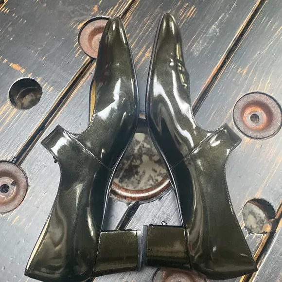 Bruno Magli Patented Leather Mary Jane Heels in Deep Green