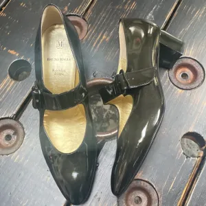 Bruno Magli Patented Leather Mary Jane Heels in Deep Green