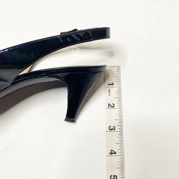 Bruno Magli Womens Black Patent Leather Sling Back Heel Shoes SZ 7 AA Italy