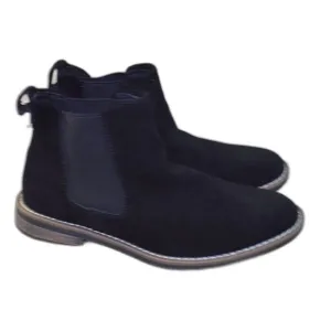 Bruno Marc Chelsea Boots Pull On Almond Toe Black Suede Shoes