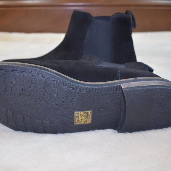 Bruno Marc Chelsea Boots Pull On Almond Toe Black Suede Shoes