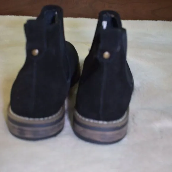 Bruno Marc Chelsea Boots Pull On Almond Toe Black Suede Shoes